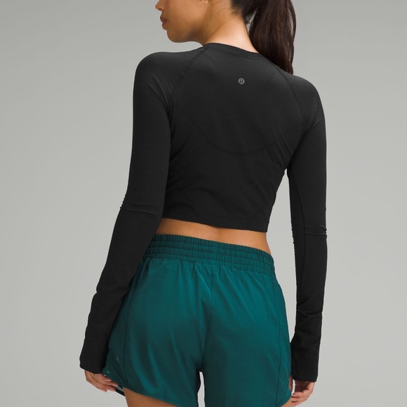 Lululemon Swiftly Cropped Long Sleeve Black Size 6 NWT - Picture 3 of 6